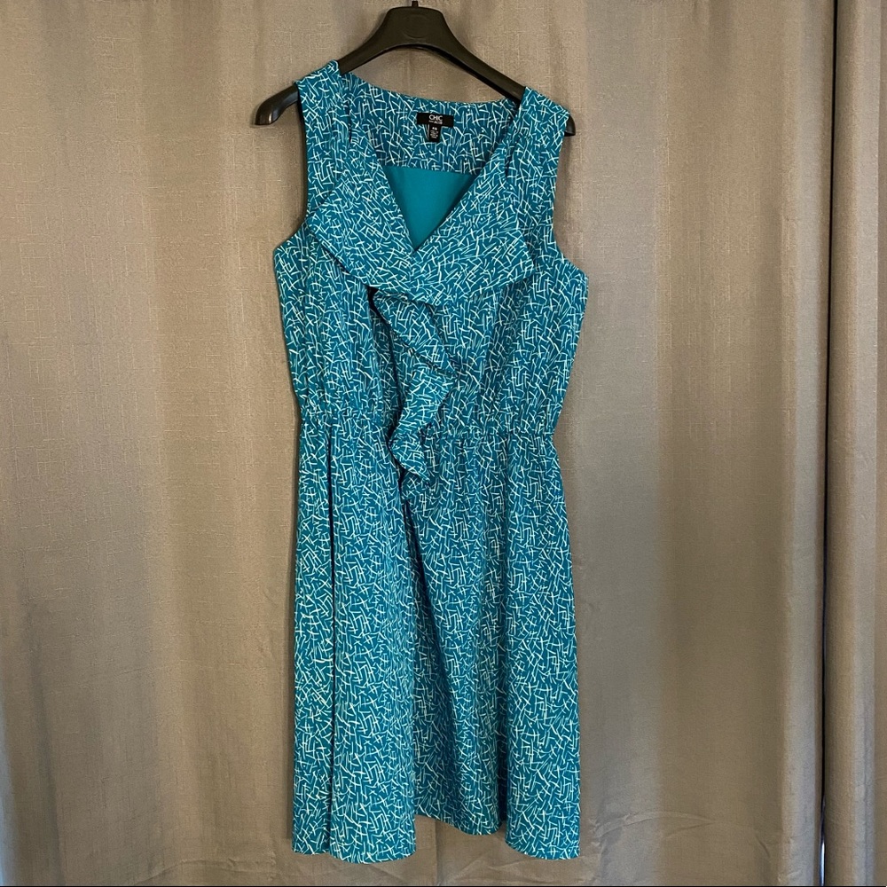 Jacob Teal Patterned Sleeveless Midi Dress